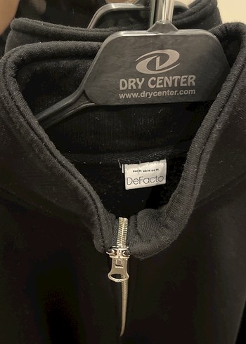 m Beden Fermuarlı Siyah Erkek Sweatshirt