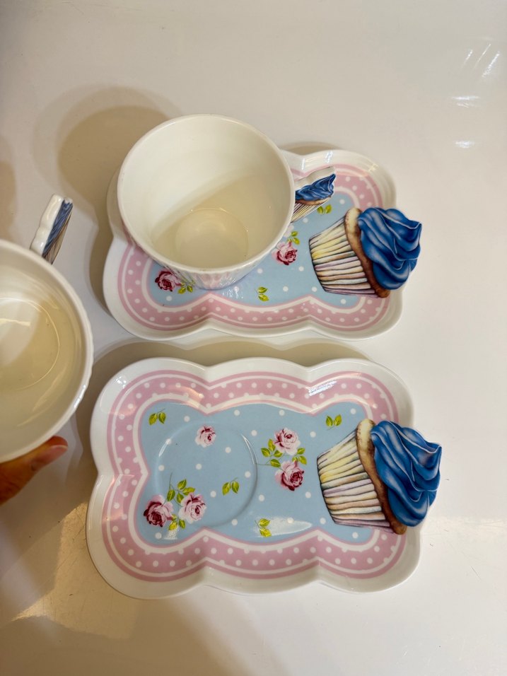 Beyaz Renkli Pastel Cupcake Desenli Fincan Takımı - Görsel 2