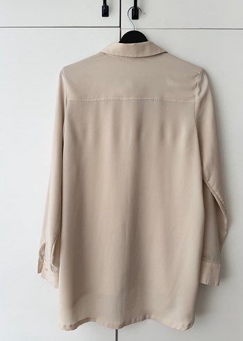İpekyolBej Kadın Uzun Kollu Saten Gömlek - Görsel 5