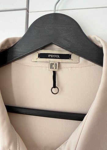 İpekyolBej Kadın Uzun Kollu Saten Gömlek - Görsel 2