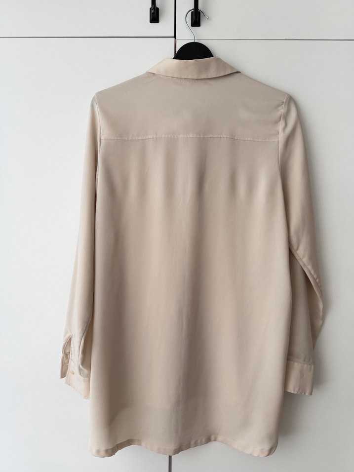 İpekyolBej Kadın Uzun Kollu Saten Gömlek - Görsel 5