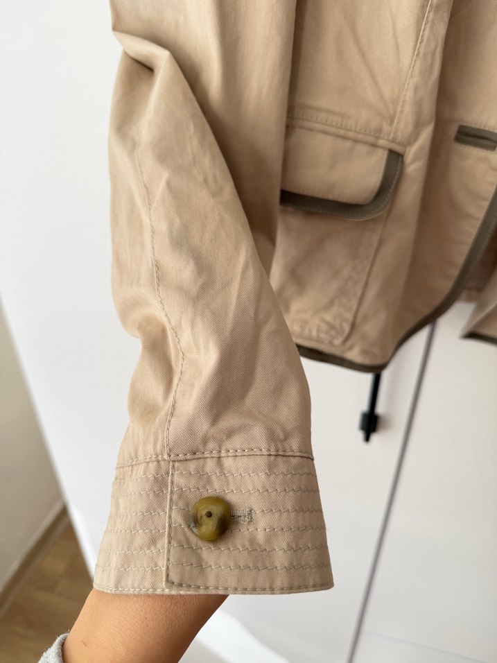 Bej Düğmeli Keten Kadın Blazer - Görsel 2