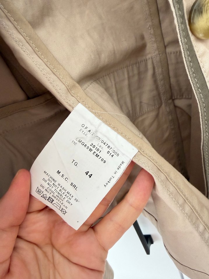 Bej Düğmeli Keten Kadın Blazer - Görsel 5