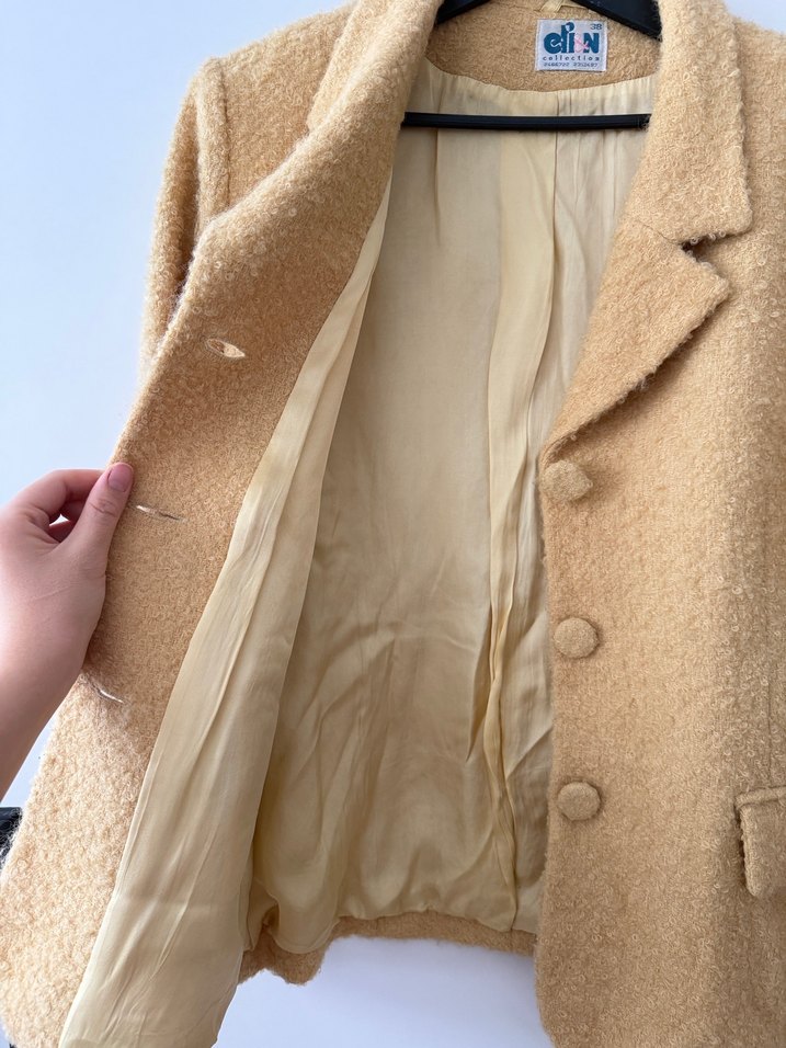 Sarı Midi Boy Kadın Kaban - Görsel 5