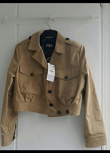 xl Beden camel Renk ZARA Crop Bej Ceket