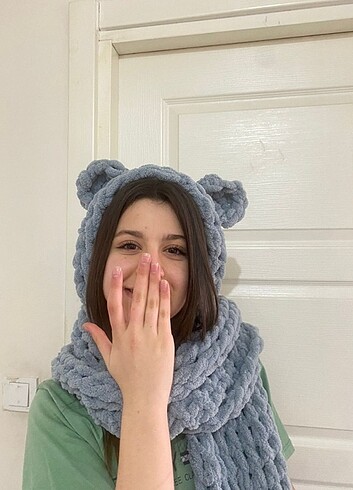  Beden gri Renk Puffy el örgüsü atki 