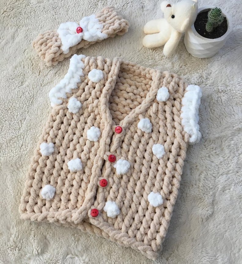 Kız Çocuk Örgü Bohem Yelek - Görsel 2