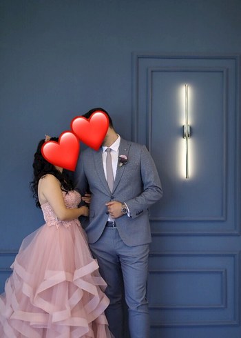 Pembe Uzun Kat Katlı Nişan Elbisesi - Görsel 6