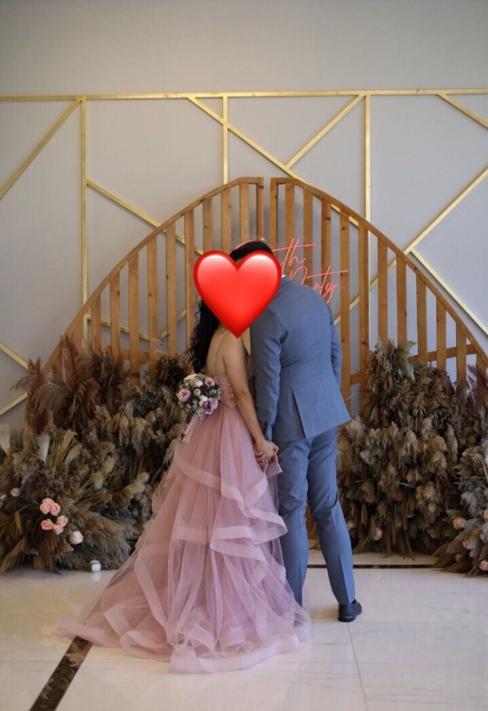 Pembe Uzun Kat Katlı Nişan Elbisesi - Görsel 5