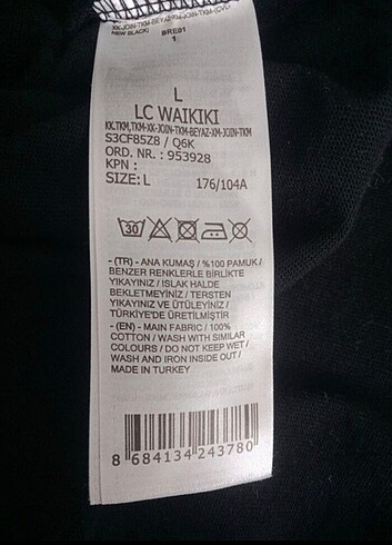l Beden Lcw Siyah Erkek Tişört