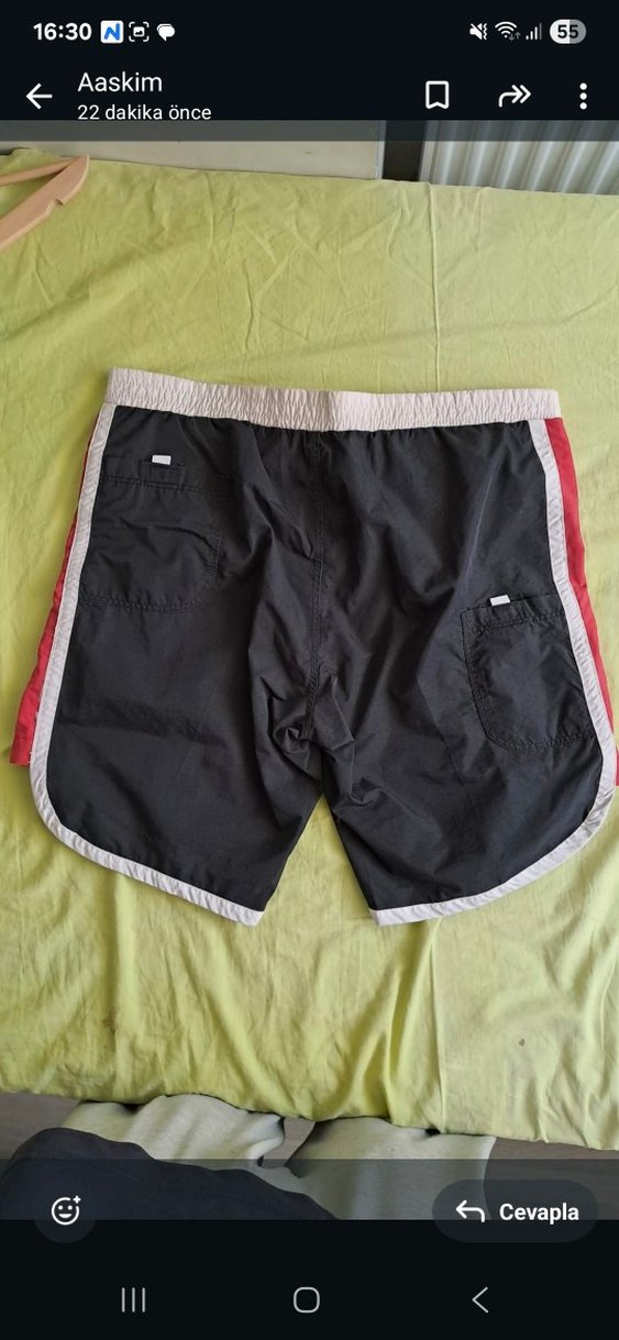 Kırmızı Siyah Belden Bağlamalı Erkek Şort - Görsel 2