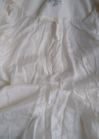 Düğmeli Beyaz Midi Kadın ceket - Görsel 5