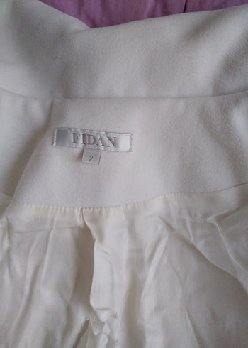 Düğmeli Beyaz Midi Kadın ceket - Görsel 6