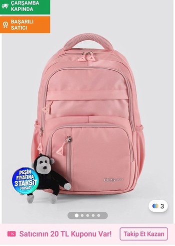 Pembe Leopar Desenli Kadın Sırt Çantası