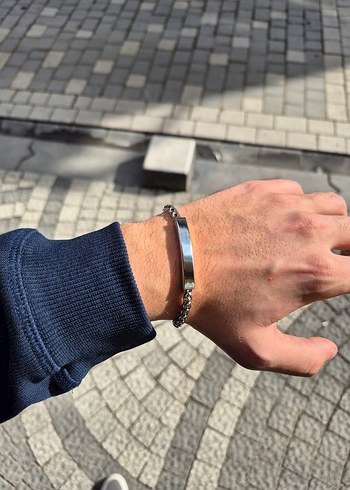 Özelleştirilebilir Plakalı Çelik Zincir Bileklik - Görsel 3