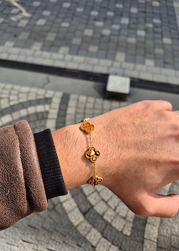 Kaplan Desenli Van Cleef Yonca Unisex Çelik Bileklik - Görsel 2