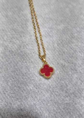 Kırmızı Van Cleef Çelik Kolye - Görsel 2