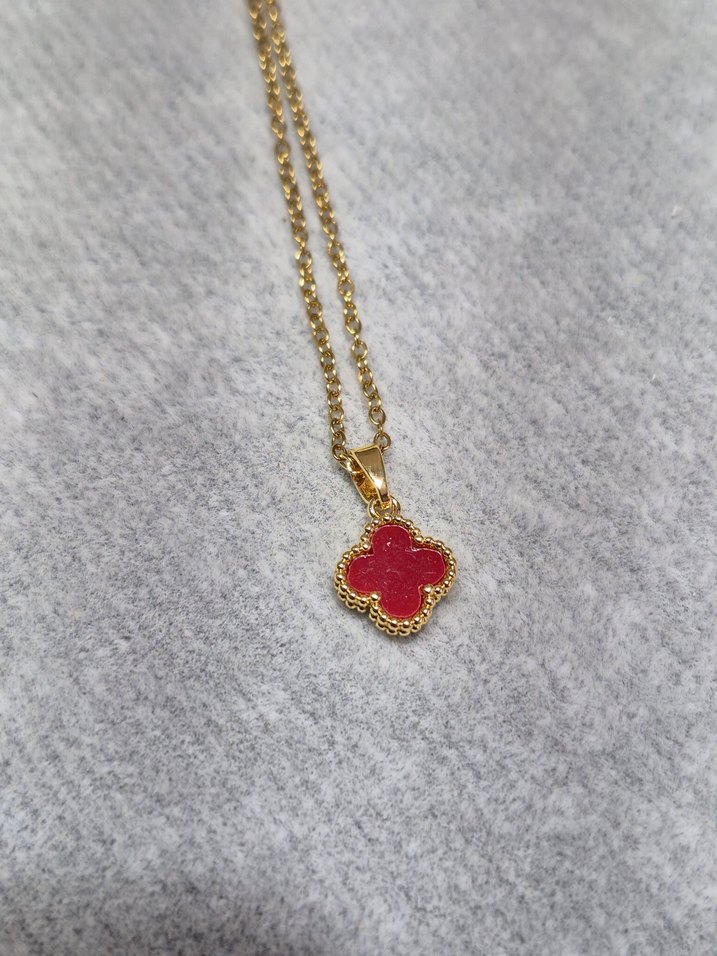 Kırmızı Van Cleef Çelik Kolye - Görsel 2