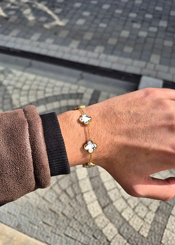 Damarlı Van Cleef Unisex Çelik Bileklik - Görsel 2