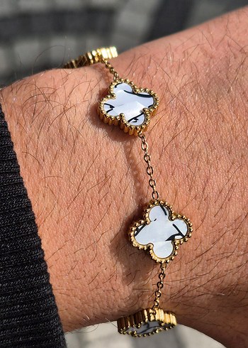 Damarlı Van Cleef Unisex Çelik Bileklik - Görsel 3