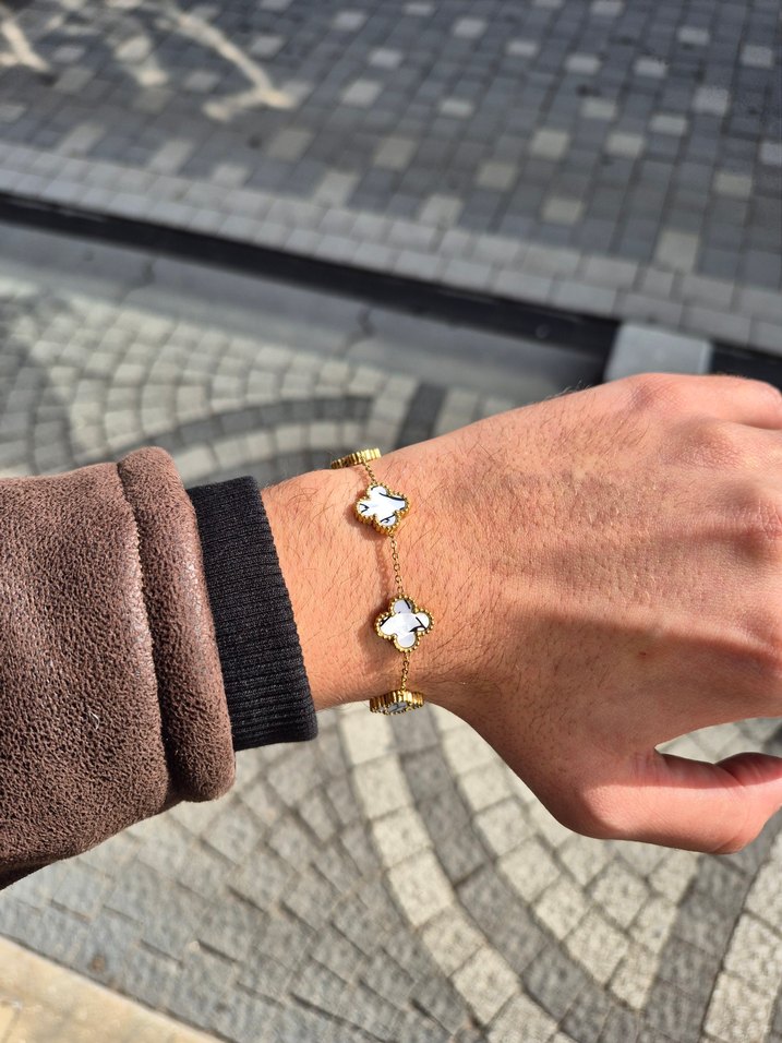 Damarlı Van Cleef Unisex Çelik Bileklik - Görsel 2