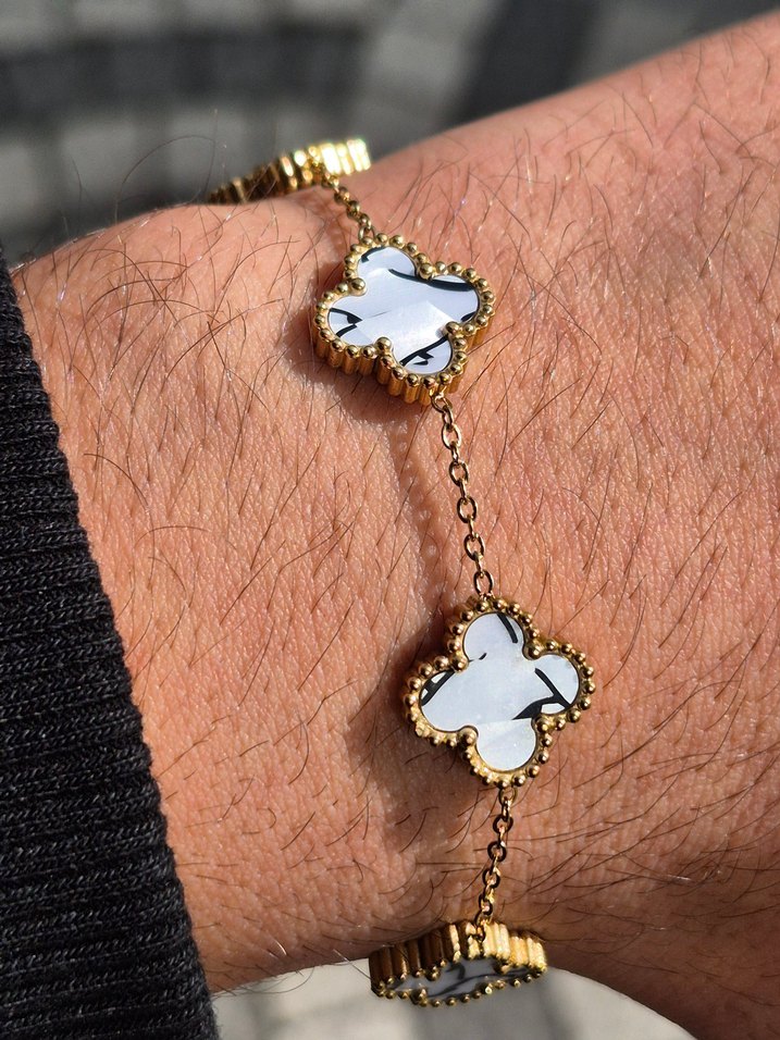 Damarlı Van Cleef Unisex Çelik Bileklik - Görsel 3