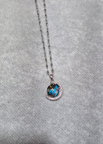 Gümüş Gezegen Çelik Kolye - Görsel 3