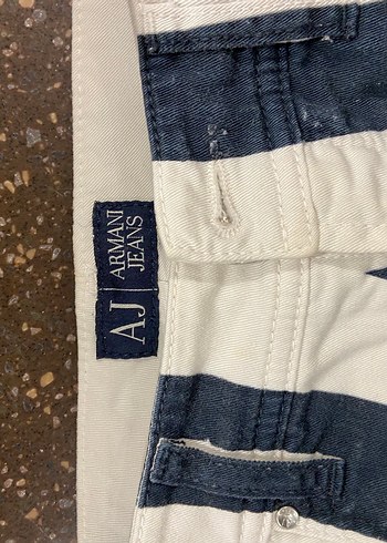 Armani Kadin Cizgili Mavi Denim Pantolon