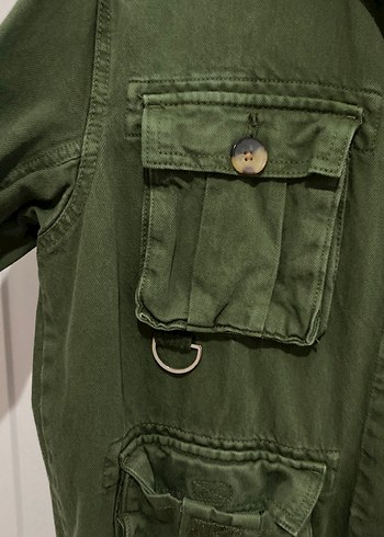 Düğmeli Haki Kadın Ceket - Görsel 2