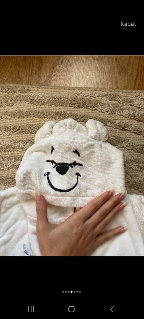 Winnie pooh beyaz Bebek Bornozu - Görsel 4