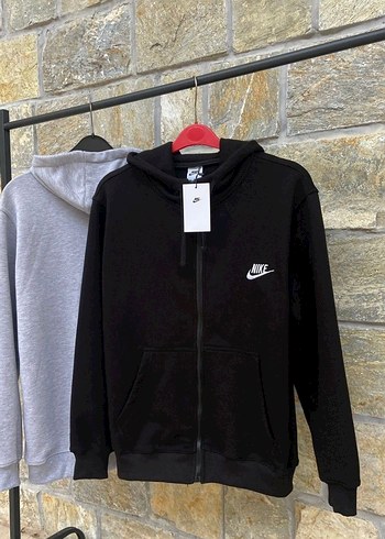 Nike Siyah Kapusonlu Fermuarli Sweatshirt