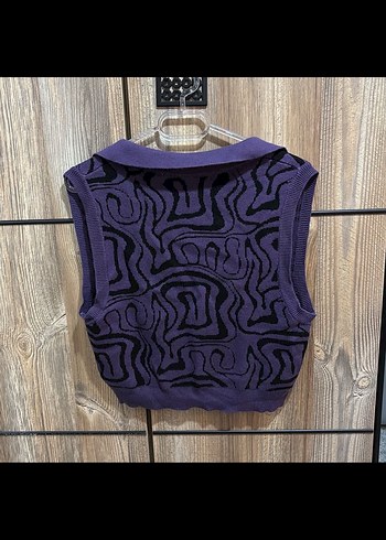 Kadın Mor Batik Desenli V Yaka Süveter - Görsel 2