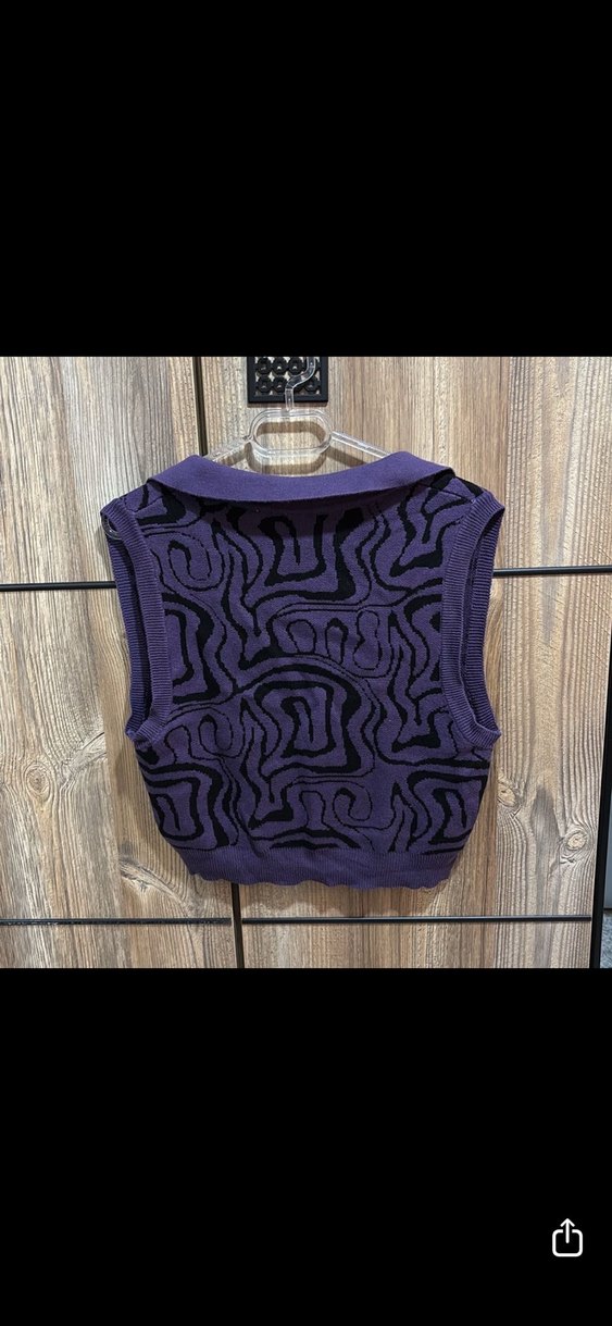 Kadın Mor Batik Desenli V Yaka Süveter - Görsel 2