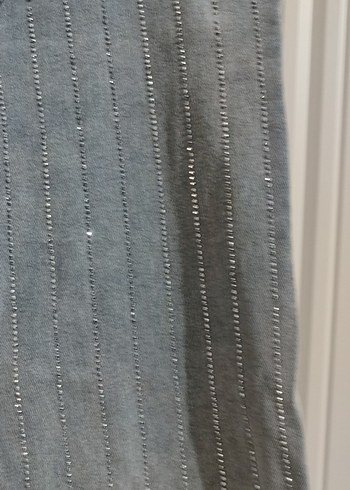 42 Beden Mavi Payetli Salaş Kadın Midi Denim Pantolon