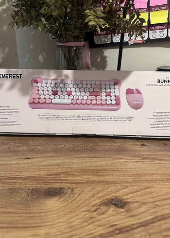 Everest Bunny Pembe Pastel Kablosuz Klavye ve Mouse - Görsel 2