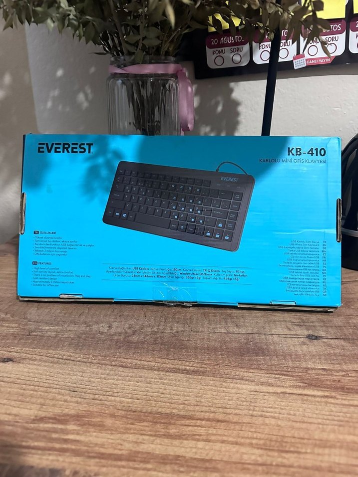 Everest KB-410 Kablolu Mini Ofis Klavyesi Mavi - Görsel 2