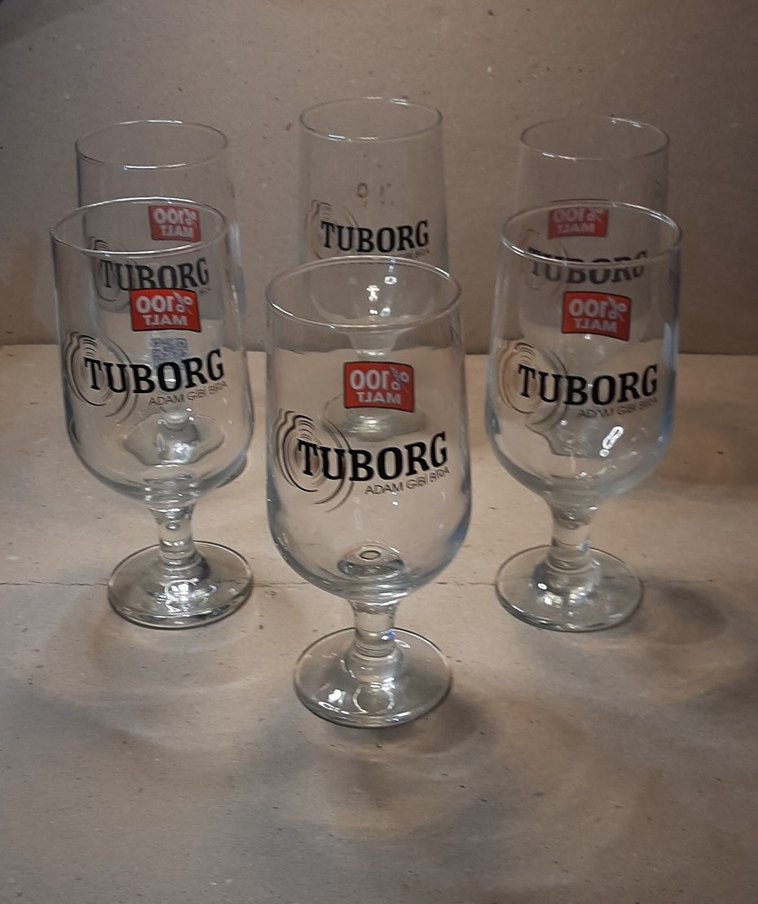 Tuborg Logolu 6'lı Ayaklı Bardak Seti - Görsel 2