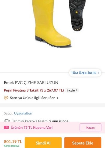 Sarı çizme , emek pvc - Görsel 4