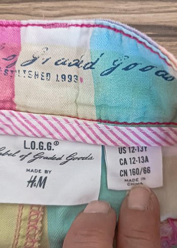12-13 Yaş Beden H&M Renkli Kareli Desenli Çocuk Şort