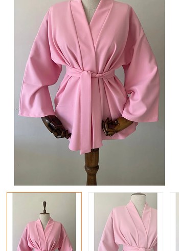 Diğer Pembe Midi Kadın Kimono