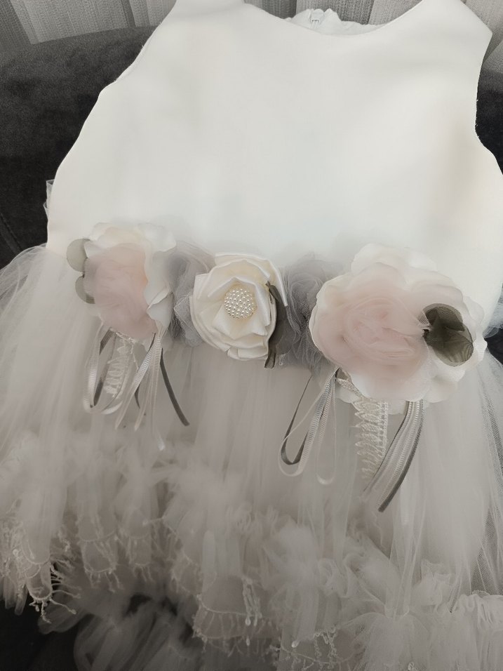 Kız Çocuk Beyaz Fırfırlı Elbise - Görsel 3