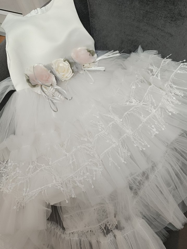 Kız Çocuk Beyaz Fırfırlı Elbise - Görsel 2