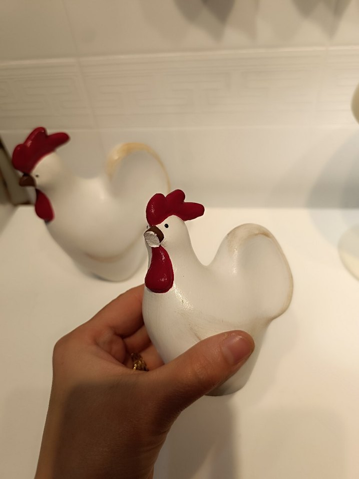 Beyaz Seramik Tavuk Figürleri - Görsel 2