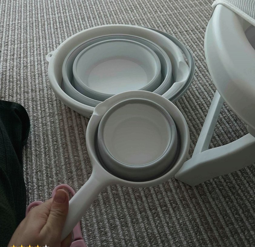 Beyaz ve Gri Katlanabilir Bebek Küveti ve Sepeti - Görsel 2