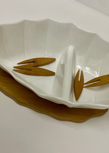 Beyaz Bölmeli Seramik Servis Tabağı - Görsel 2