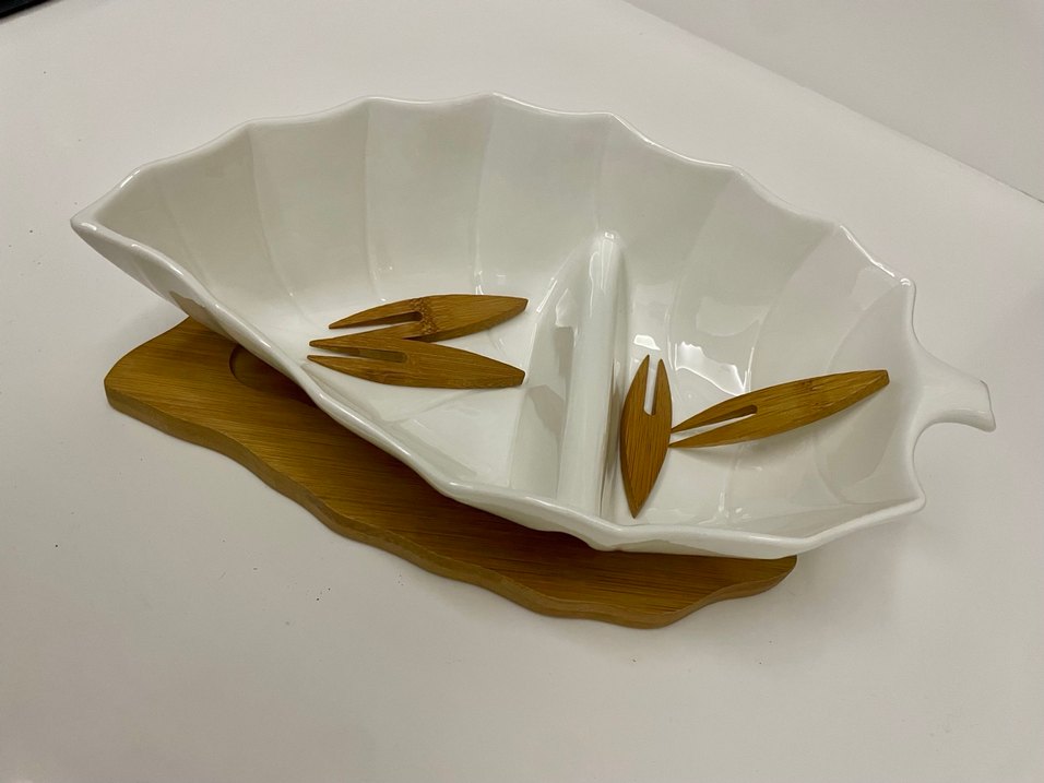 Beyaz Bölmeli Seramik Servis Tabağı - Görsel 2