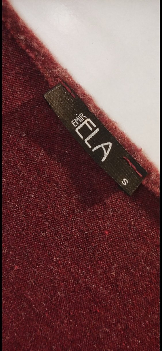 Bordo V Yaka Uzun Kollu Triko Elbise - Görsel 3