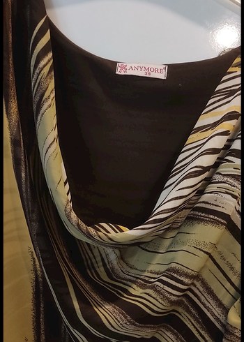 Kahverengi Desenli Drapeli Elbise - Görsel 2