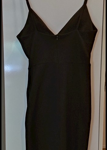 Siyah V Yakalı Mini Drapeli Kadın Elbise - Görsel 2