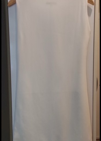 Beyaz Drapeli yaldız detaylı Elbise - Görsel 2